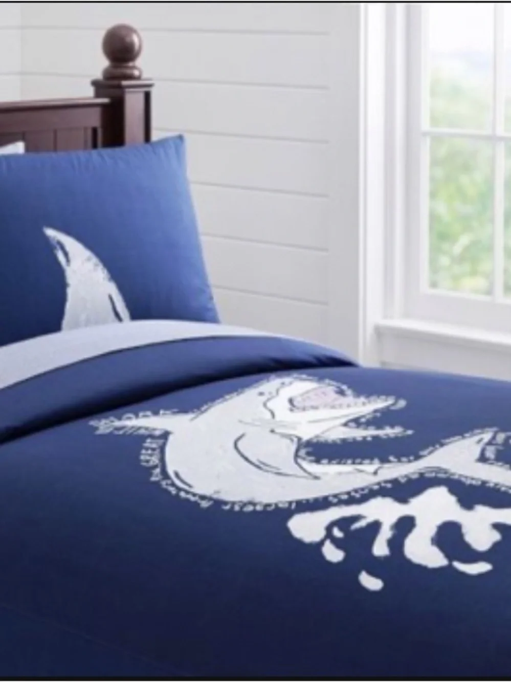 Pottery Barn Kids Navy and White Shark Comforter